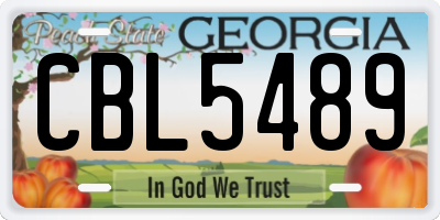 GA license plate CBL5489