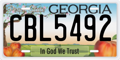 GA license plate CBL5492
