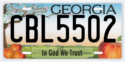 GA license plate CBL5502