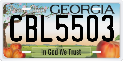 GA license plate CBL5503