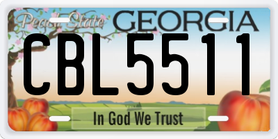 GA license plate CBL5511