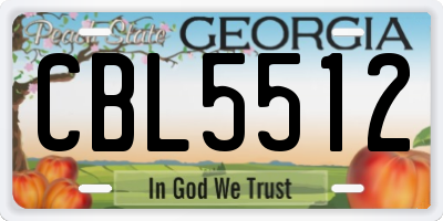 GA license plate CBL5512