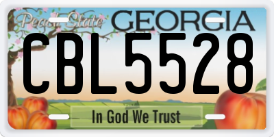GA license plate CBL5528