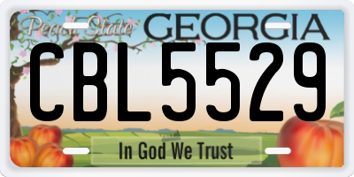 GA license plate CBL5529