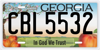GA license plate CBL5532