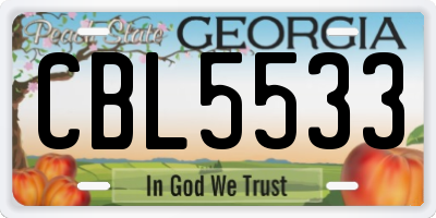 GA license plate CBL5533