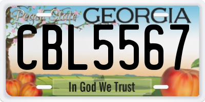 GA license plate CBL5567