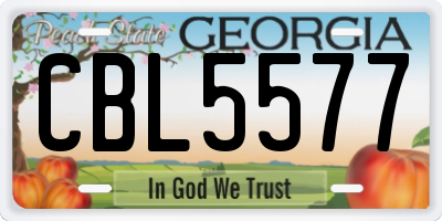 GA license plate CBL5577