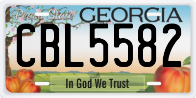 GA license plate CBL5582