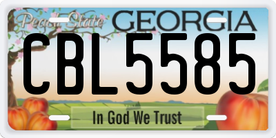 GA license plate CBL5585