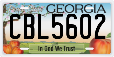 GA license plate CBL5602