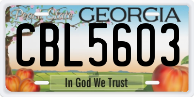 GA license plate CBL5603