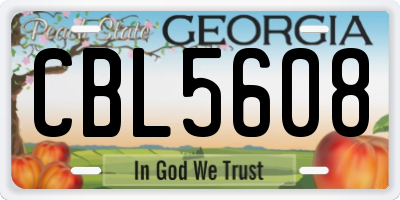 GA license plate CBL5608