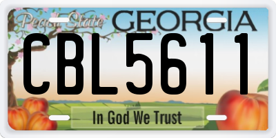 GA license plate CBL5611