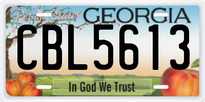 GA license plate CBL5613