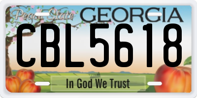 GA license plate CBL5618