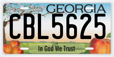 GA license plate CBL5625