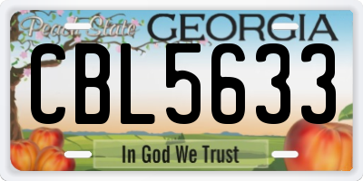 GA license plate CBL5633