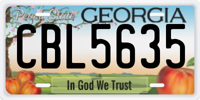GA license plate CBL5635