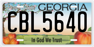 GA license plate CBL5640
