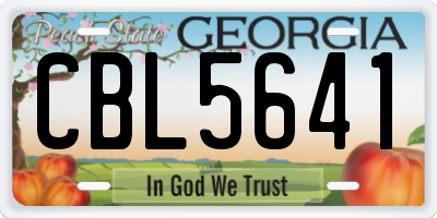 GA license plate CBL5641