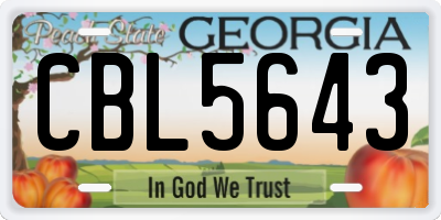 GA license plate CBL5643