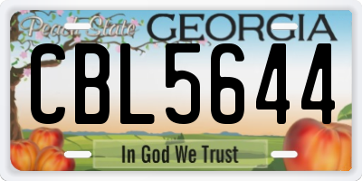 GA license plate CBL5644