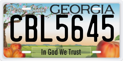 GA license plate CBL5645