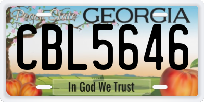 GA license plate CBL5646
