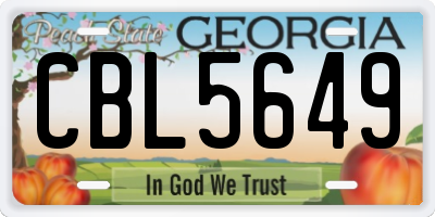 GA license plate CBL5649