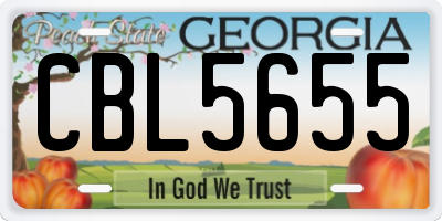 GA license plate CBL5655