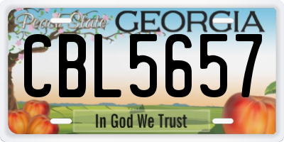 GA license plate CBL5657