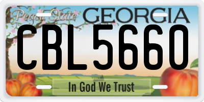 GA license plate CBL5660