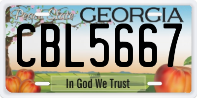 GA license plate CBL5667