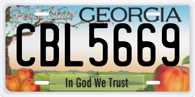 GA license plate CBL5669