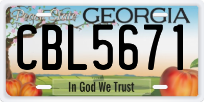 GA license plate CBL5671