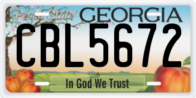 GA license plate CBL5672