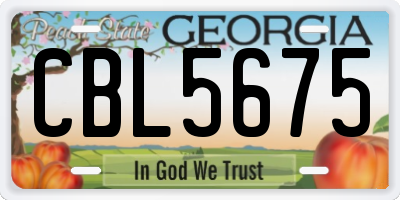 GA license plate CBL5675