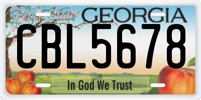 GA license plate CBL5678