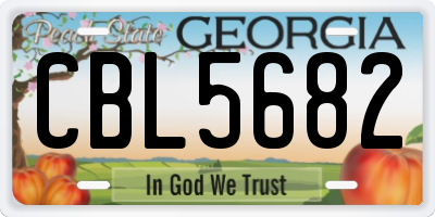 GA license plate CBL5682