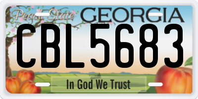 GA license plate CBL5683