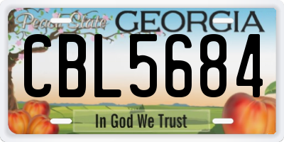GA license plate CBL5684