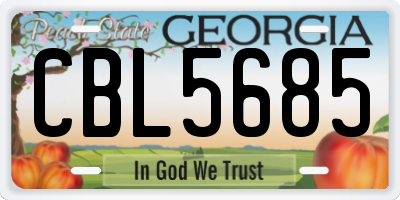 GA license plate CBL5685