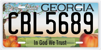GA license plate CBL5689