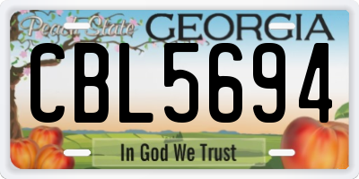 GA license plate CBL5694