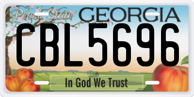 GA license plate CBL5696