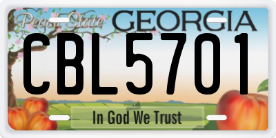 GA license plate CBL5701