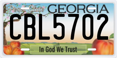GA license plate CBL5702