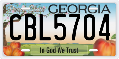 GA license plate CBL5704