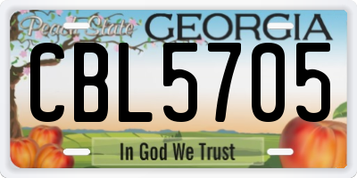 GA license plate CBL5705